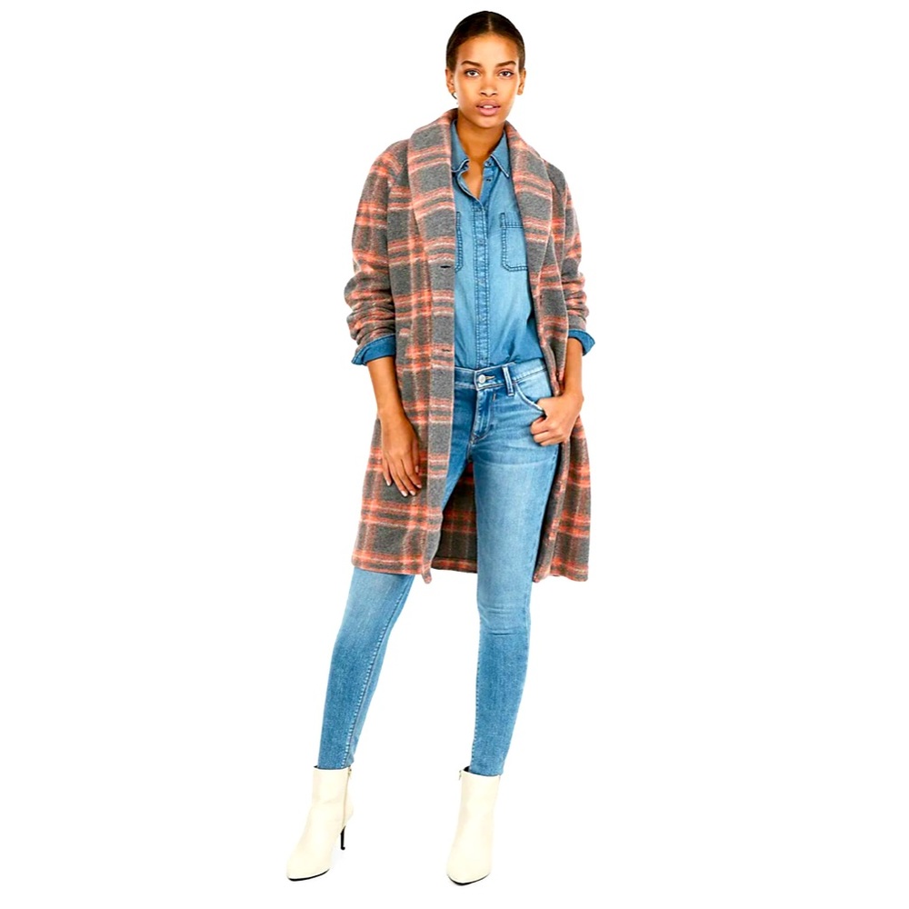 NWT Express Gray and Pink Plaid Coat